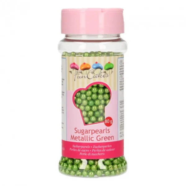 Authenticité garantie Perles De Sucre Vert Métallique 80 G Funcakes 1