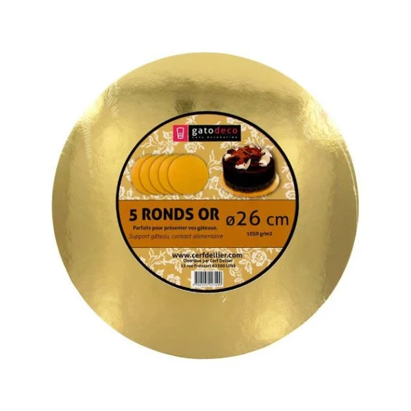 GATODECO Ronds Dorés Ø 25,5 Cm (x5) Gatodéco boutique 1