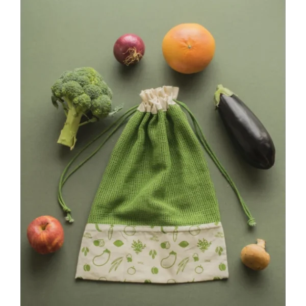 Sac à Légumes Coton Bio Vert 30 X 40 Cm Pebbly pas cher en ligne 5