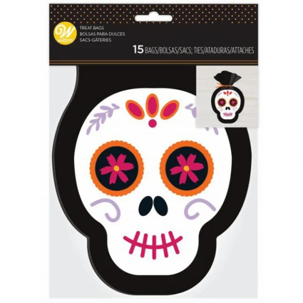 marque pas cher en ligne Sachet Bonbon Crâne Halloween Wilton (x15) 1