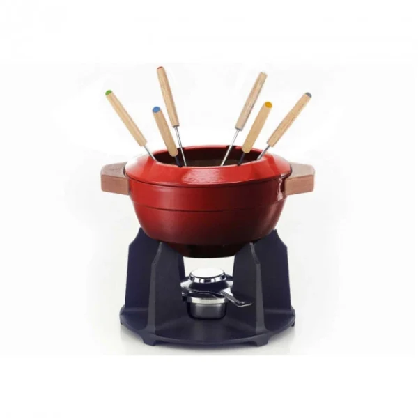 Service à Fondue Poignées Bois Cerise (rouge) Le Creuset grand choix 1