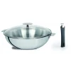 de garantie authentique Set Wok Casteline 28 Cm Inox Poignée Amovible Et Couvercle Cristel 5