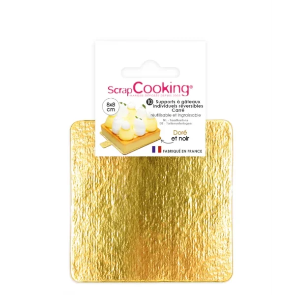 offre spéciale Supports Gâteau Or Et Noir Carré 8 Cm (x10) Scrapcooking 1