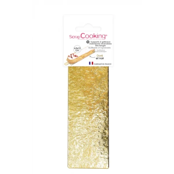 magasin Supports Gâteau Or Et Noir Rectangle 4,5 X 13 Cm (x10) Scrapcooking 1