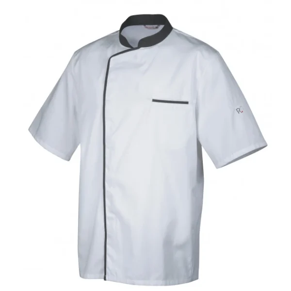 bas prix Veste De Cuisine Mixte Blanche/Parement Gris ENERGY T.1 Robur 1